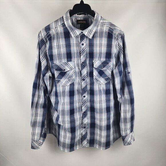 Helix Shirt Men XXL Button Down Long Sleeve Blue White - Picture 1 of 7